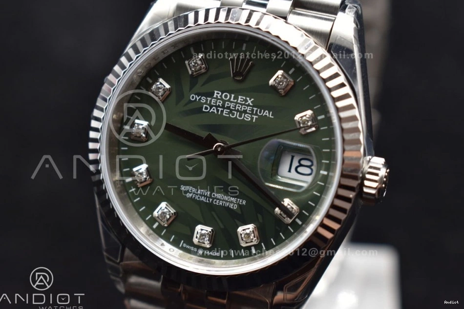 573 Best Green Bracelet Diamond VS VSF 36 ModernLook On Edition Jubilee SS 904L 126234 1:1 DateJust Steel Dial 0812